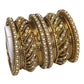 Set of 18 Antique Gold Finish Bangles Set - Bollywood, Weddings D5017 P 1022