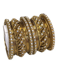 Set of 18 Antique Gold Finish Bangles Set - Bollywood, Weddings D5017 P 1022