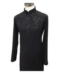 Black Fully Embeoidered Mens Kurta Set - UK Stock - 24h Dispatch - MAHARAV VA 0223