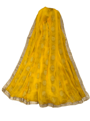 Benarasi Handloom Chiffon Dupatta with Beaded Border - Mix N Match - KAM2003 Rp0320 - Prachy Creations