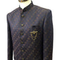 Mens Navy Blue Brocade BandhGala / Prince / Chinese Collar Jacket - Fantastic Fit - CS2302 JP 0123