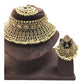 Pearl / Gold - Large Bridal Necklace set with Earrings - KE2301 TP 0323