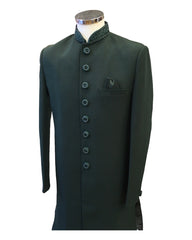 Stunning Bottle Green Self Coloured Embroidery Sherwani with Cream Trousers -  SHU2302 JR0123