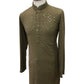 Khaki Brown Lucknowi Mens Kurta Set - UK Stock - 24h Dispatch - MAHARAV VA 0223