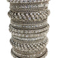 Set of 22 Silver Finish Stone Bangles - Bollywood, Weddings, Fancy Dress D5012 R 1022