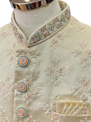 Stunning Off White /. Cream Sherwani with Pastel Embroidery - AC2201 CV0422