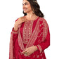 Magenta - Classy Ladies Indian Silky Trousers Suit with Chiffon Dupatta - VF116801 TV 0922