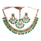 Designer Reverse Stone Necklace Earrings and Tika Set - KAJ836 KY0721