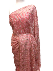 Pink - Thread and Stone Embroidered Saree - AFS2205 CP0122