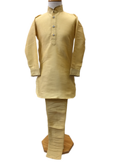 Bollywood / Indian weddings - Boys Antique Gold Brocade Waistcoat and Gold Kurta set - KCS2212KY 0322