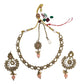 Peach Stones - Small Size Antique Finish Necklace Set with Earrings - DAJ220 A 1122