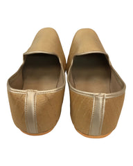 Very comfortable Gold Raw Silk Loafer style Mojri - Indian Mens shoes - Mojari, Khossay -  YD2211 A