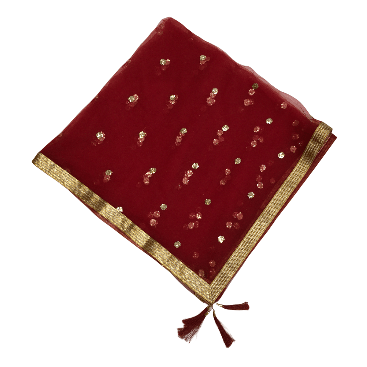 Ladies Net Dupatta with Gold Lace Border - Mix N Match - HSK2101 Tp0621 - Prachy Creations