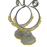 Lemon Yellow - Silver Finish Bali Zhumki Style Handmade Earrings - OMJ1691Jp 1221 - Prachy Creations
