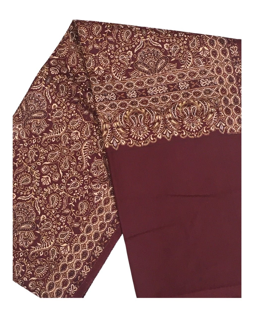 Maroon - Art Wool Handloom Woven Shawl - NTC2202 KY 1022 - Prachy Creations