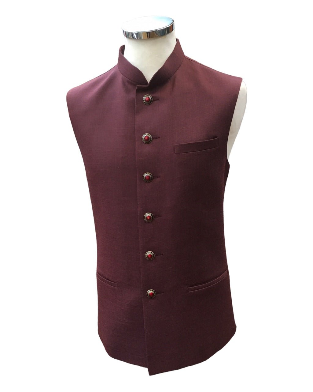 Maroon - Rich Jute Material Indian Mens Waistcoat - Bollywood - DM2305 KJ 1222 - Prachy Creations