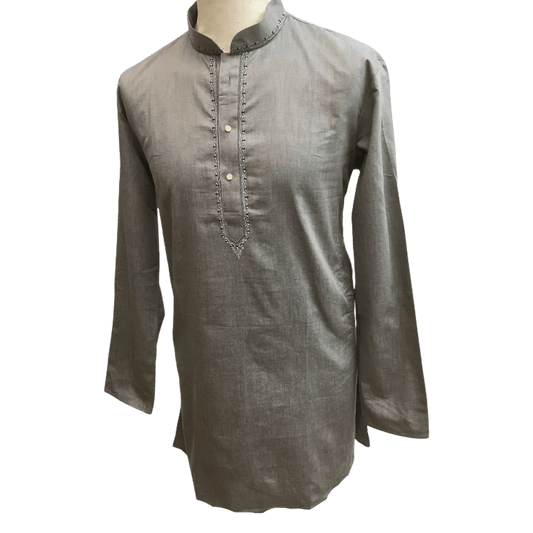 Mens Indian Dhoti Kurta Top in Grey, Thigh Length, for weddings, Bollywood Party - Chevy Cp1219 - Prachy Creations
