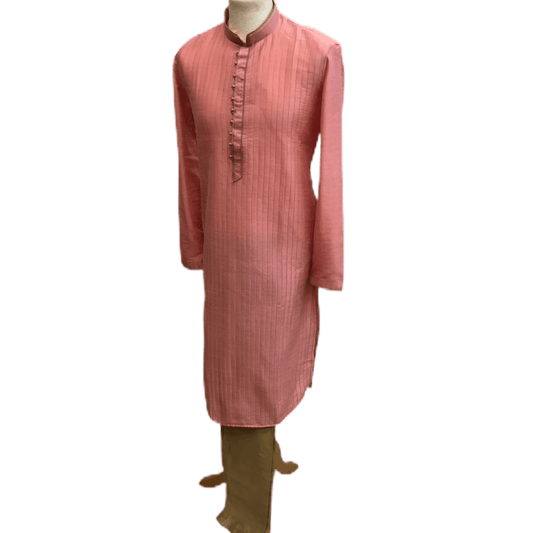 Mens Indian Kurta set in Pink, for weddings, Bollywood Party ( with Draw stringed trousers) - Flair KA1219 - Prachy Creations