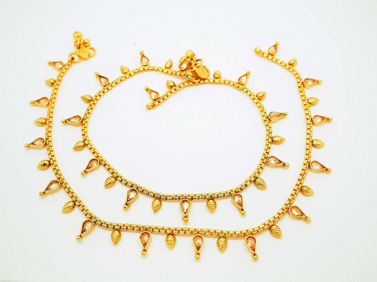 Pair of Ankle Chain / Payal / Pazeb - Fashion Jewellery - Bollywood - Weddings - LNA200J 0918 - Prachy Creations