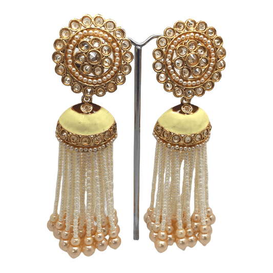 Pearl - Rajasthani Jadtar Meenakari Handmade Earrings - LAJ2086J 1221 - Prachy Creations