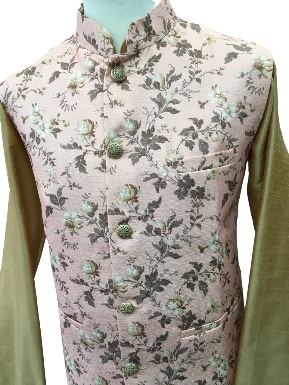 Pink - Banarasi Pure Brocade Mens Waistcoat - Bollywood - KCS2226 KA 0722 - Prachy Creations