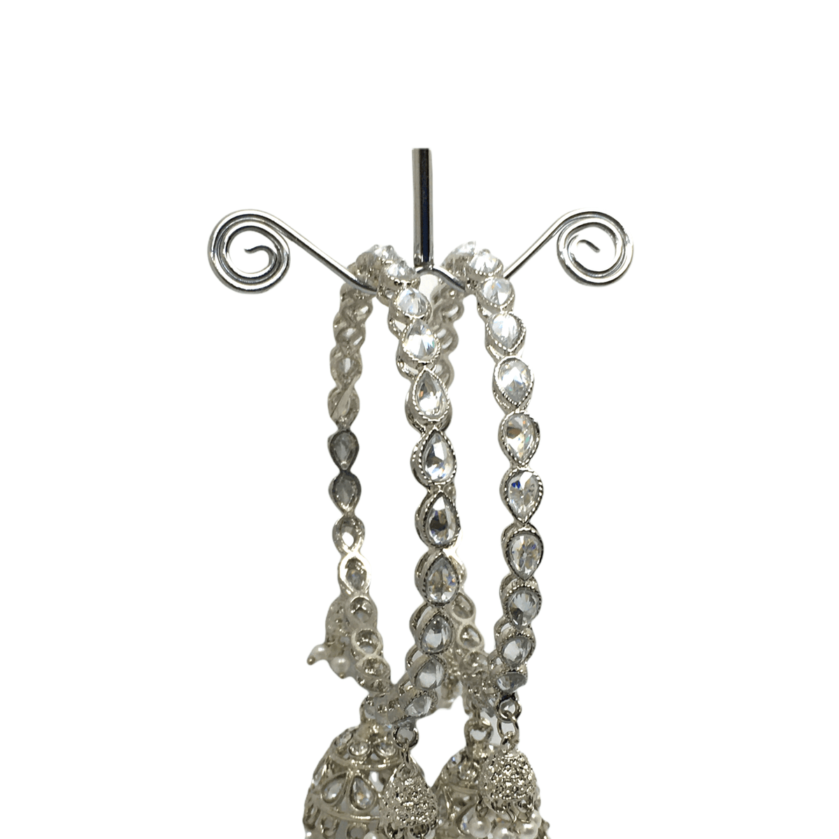 Reverse Stone Silver Finish Zhumki Bangles (Set of 2) - NBA87P 1221 - Prachy Creations