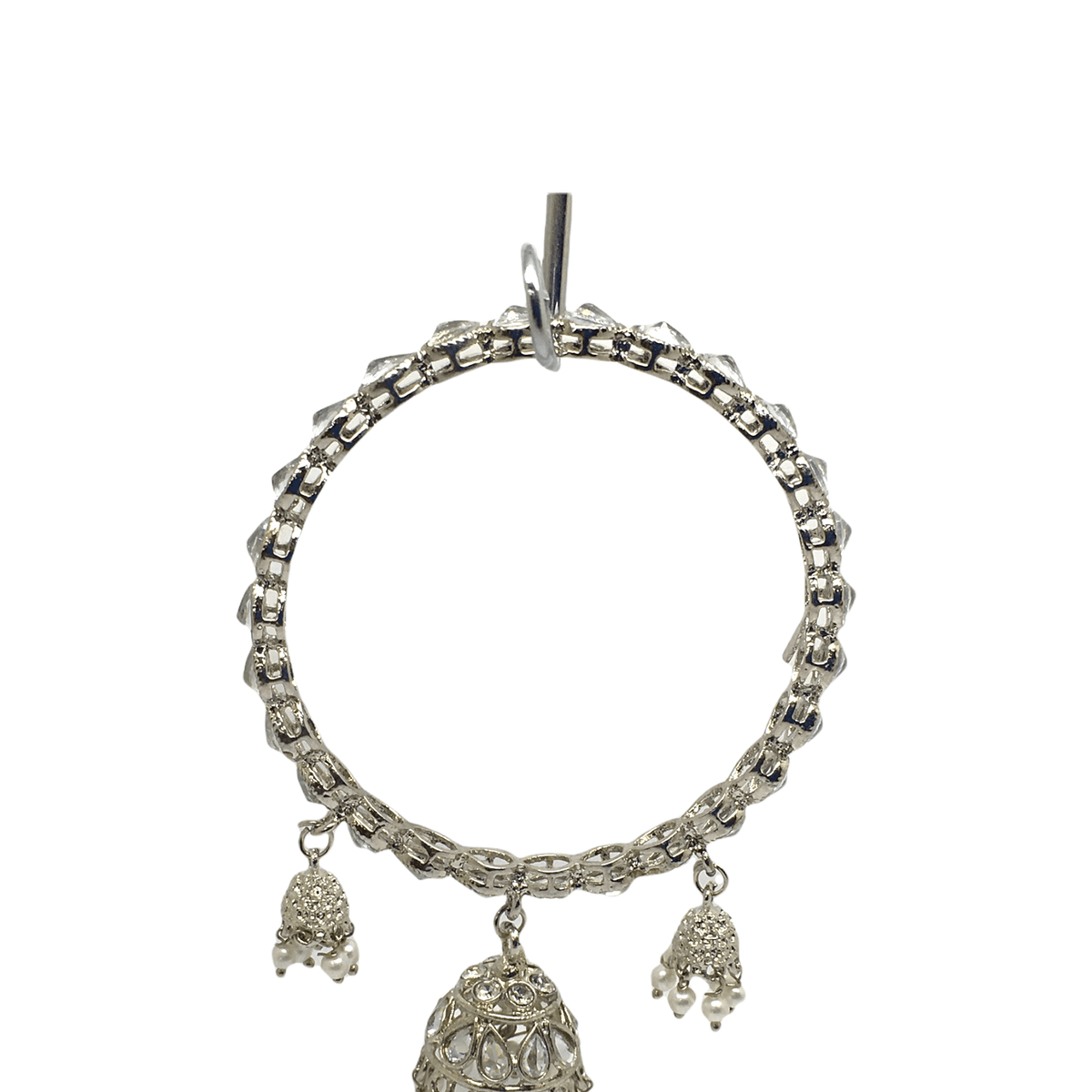 Reverse Stone Silver Finish Zhumki Bangles (Set of 2) - NBA87P 1221 - Prachy Creations