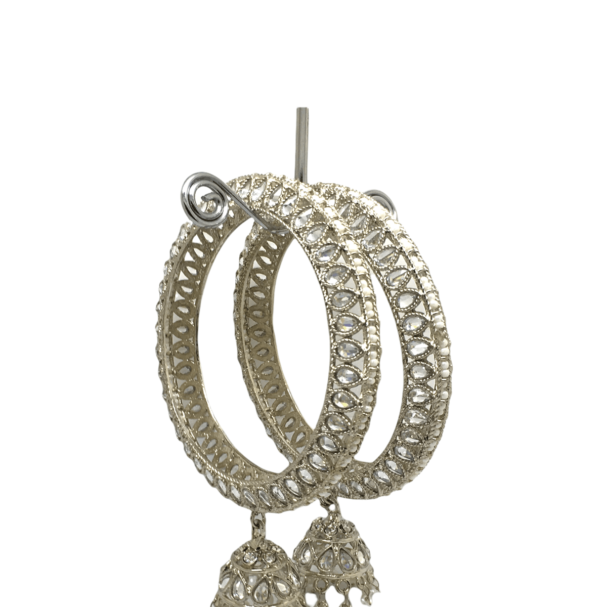 Reverse Stone Silver Finish Zhunki Bangles (Set of 2) - NBA90Ap 1221 - Prachy Creations