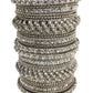 Set of 22 Silver Finish Stone Bangles - Bollywood, Weddings, Fancy Dress D5012 R 1022 - Prachy Creations