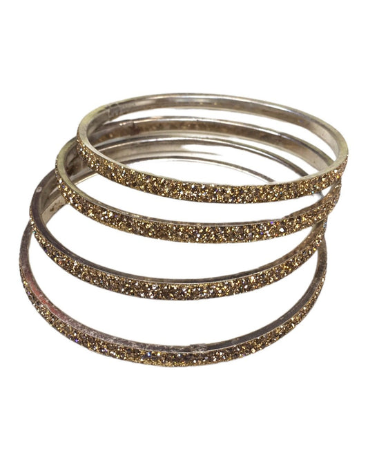 Set of 4 Antique Gold Stone Bangles - Bollywood, Weddings 2Line T 1022 - Prachy Creations