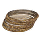 Set of 4 Antique Gold Stone Bangles Set - Bollywood, Weddings 3Line T 1022 - Prachy Creations