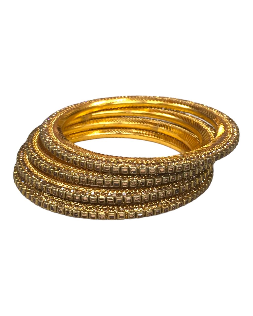 Set of 4 Antique Gold Stone Bangles Set - Bollywood, Weddings D6022 Tp 1022 - Prachy Creations