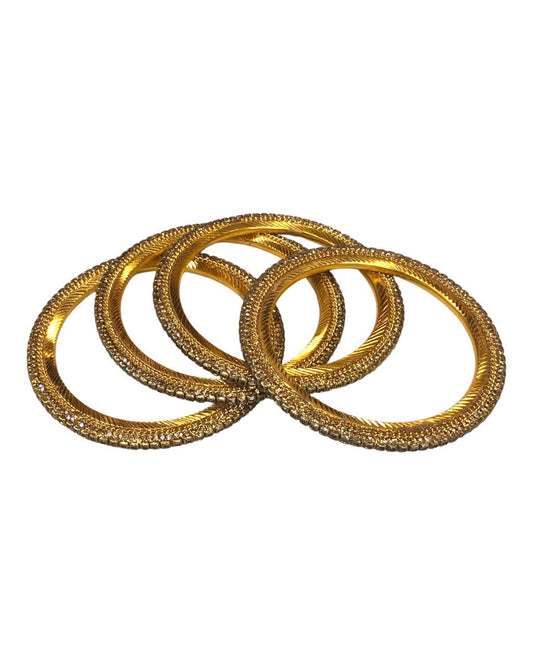 Set of 4 Antique Gold Stone Bangles Set - Bollywood, Weddings D6022 Tp 1022 - Prachy Creations