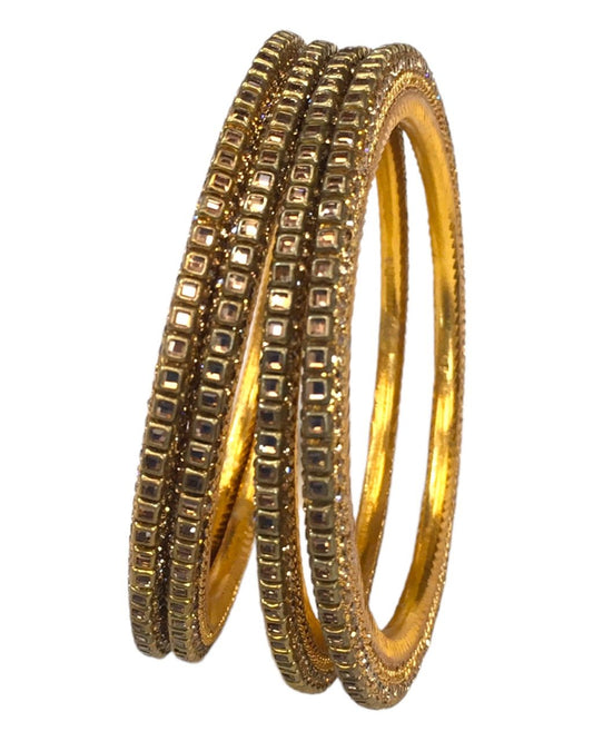 Set of 4 Antique Gold Stone Bangles Set - Bollywood, Weddings D6022 Tp 1022 - Prachy Creations