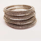 Set of Silver Finish Clear stone bangles (set of 4) - JAN1604KP-SIL-CLR - Prachy Creations