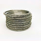 Set of Silver Finish Clear stone bangles (set of 8) - JAN1608KP-SIL-CLR - Prachy Creations