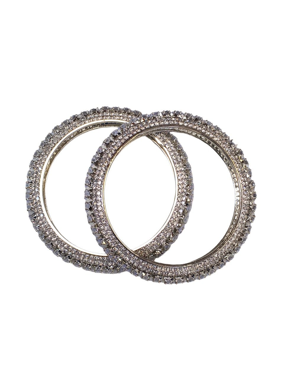 Silver Finish Reverse Choki Stone Bangles (Set of 2) - Mix N Match - D9240 A 1022 - Prachy Creations