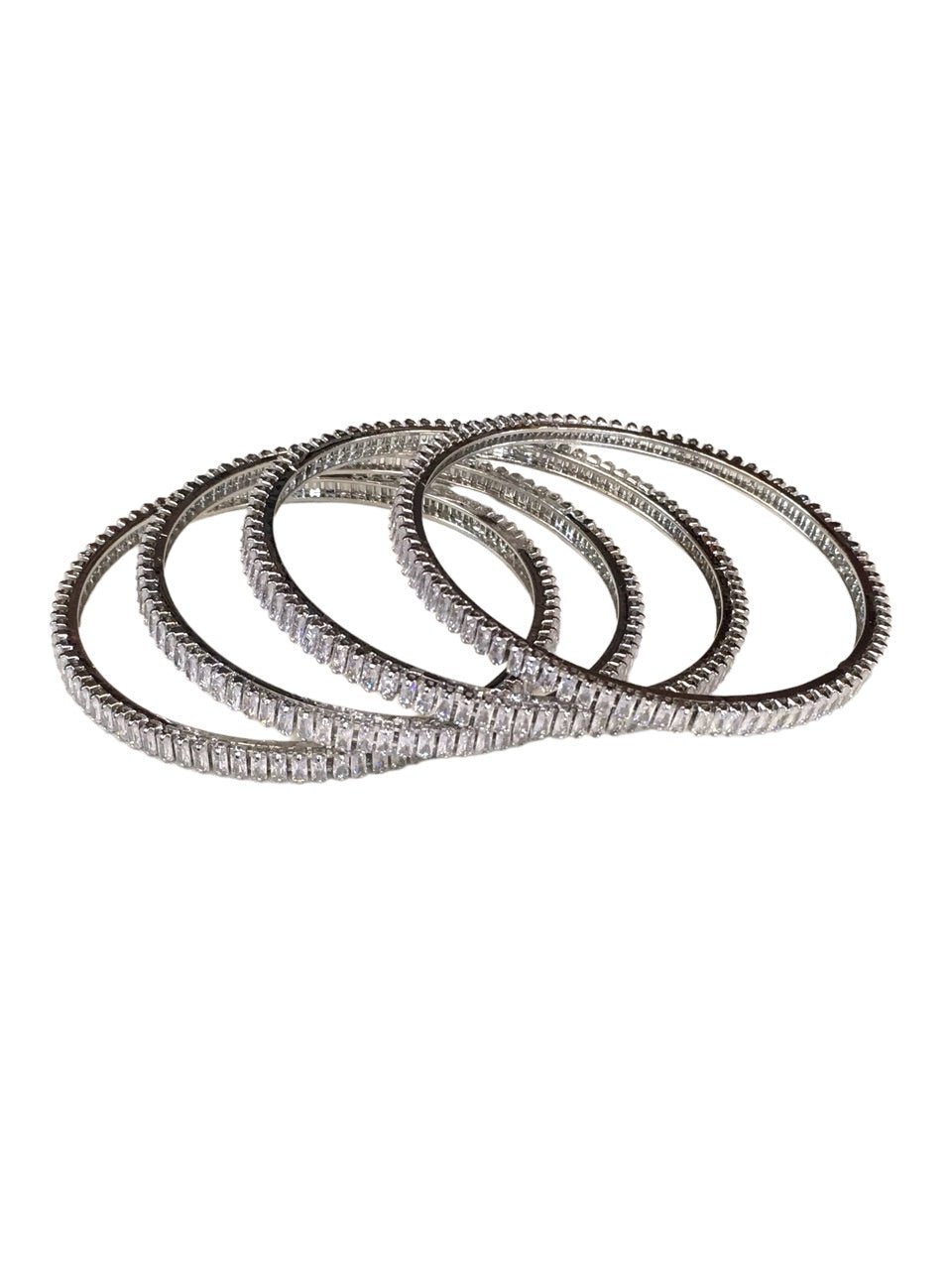 Silver Finish Reverse Choki Stone Bangles (Set of 4) - Mix N Match - D9224 C 1022 - Prachy Creations