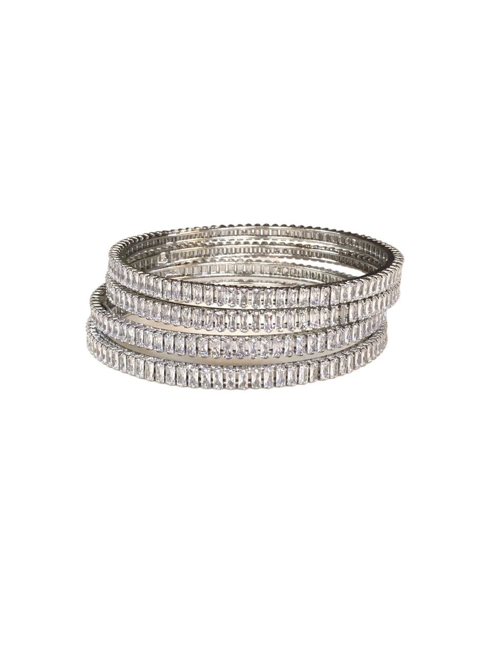 Silver Finish Reverse Choki Stone Bangles (Set of 4) - Mix N Match - D9224 C 1022 - Prachy Creations