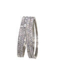 Silver Finish Reverse Choki Stone Bangles (Set of 4) - Mix N Match - D9224 C 1022 - Prachy Creations