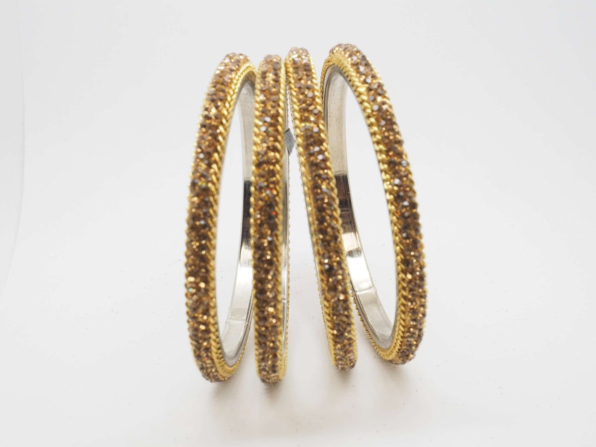 Tanisha2 - Thick Gold stone Bangles (Set of 4) - 04tt17 - Prachy Creations