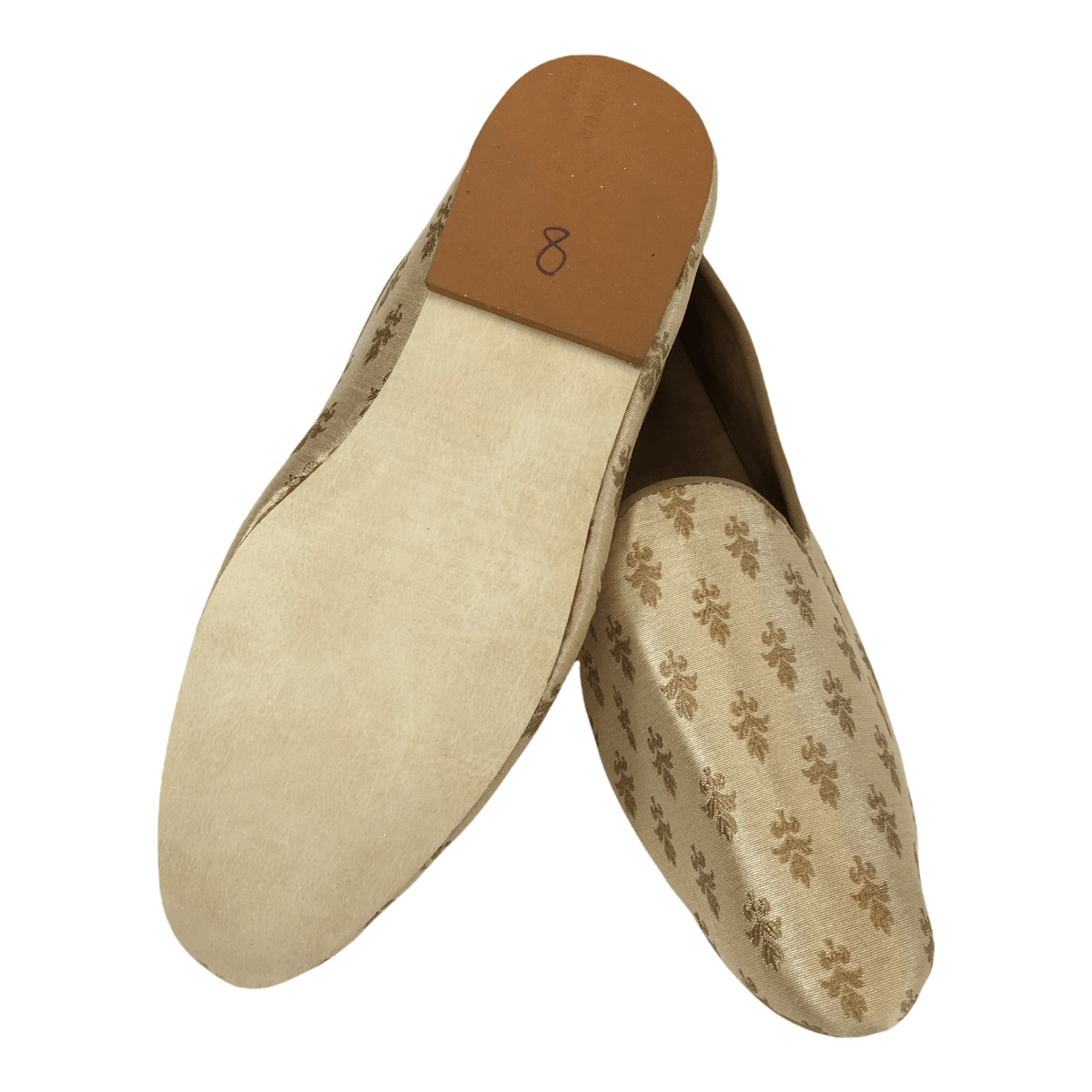 Very comfortable Brocade Gold Loafer style Mojri - Indian Mens shoes - Mojari, Khossay - YD2101C - Prachy Creations