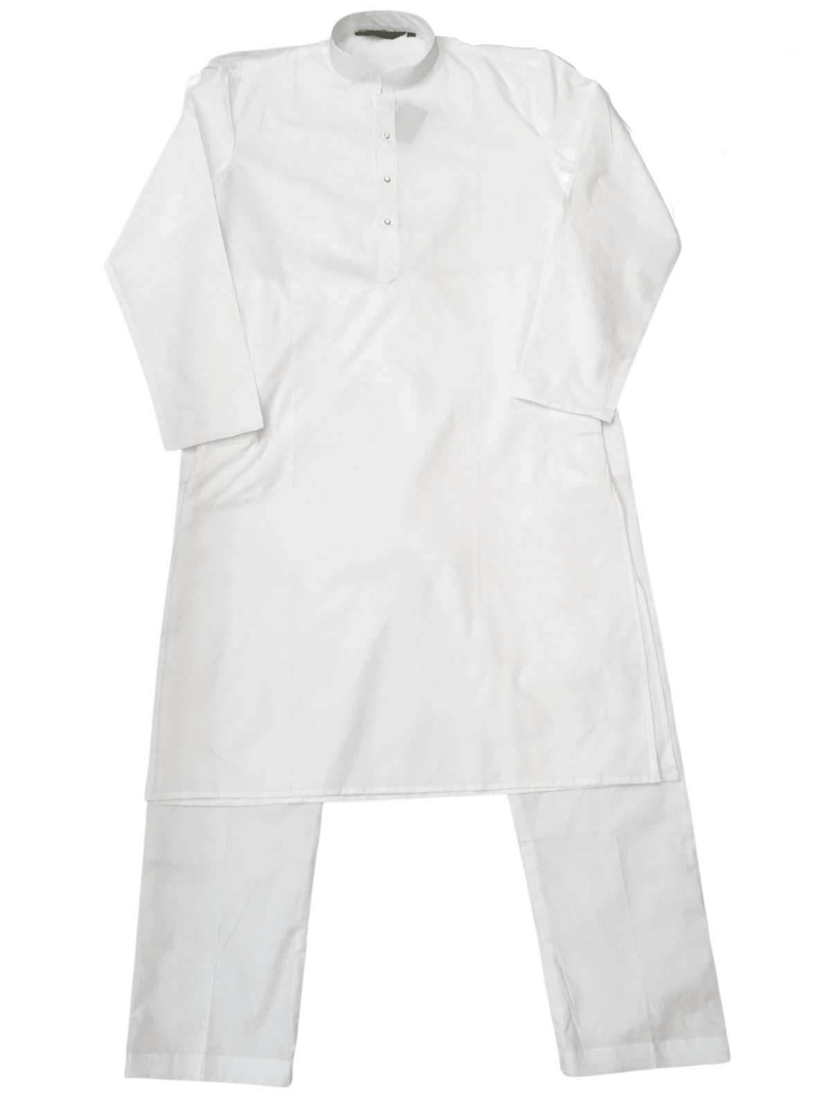 White - Pure Cotton Mens Indian Kurta set - Funeral, Temple, Eid, Mehndi, Haldi (with Draw stringed trousers) - Cello KV - Prachy Creations